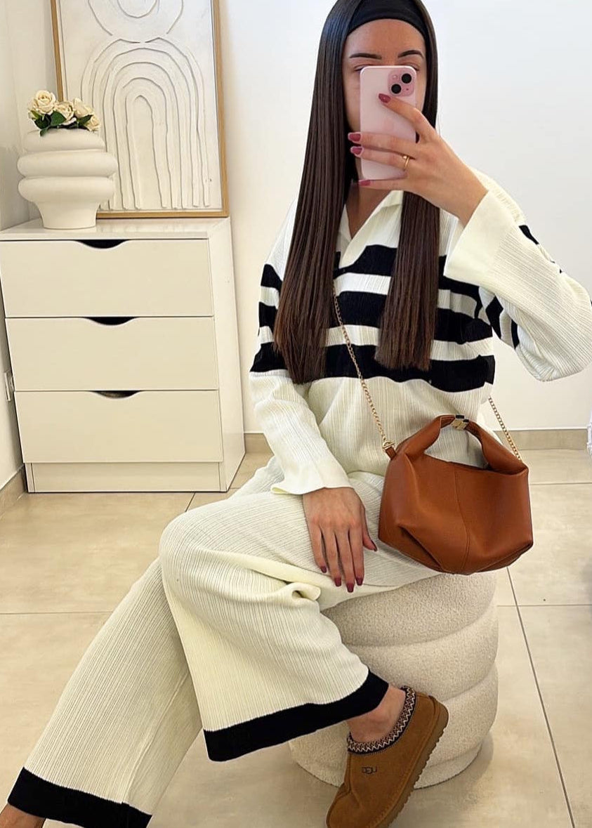 Ensemble Cosy Loose blanc & noir