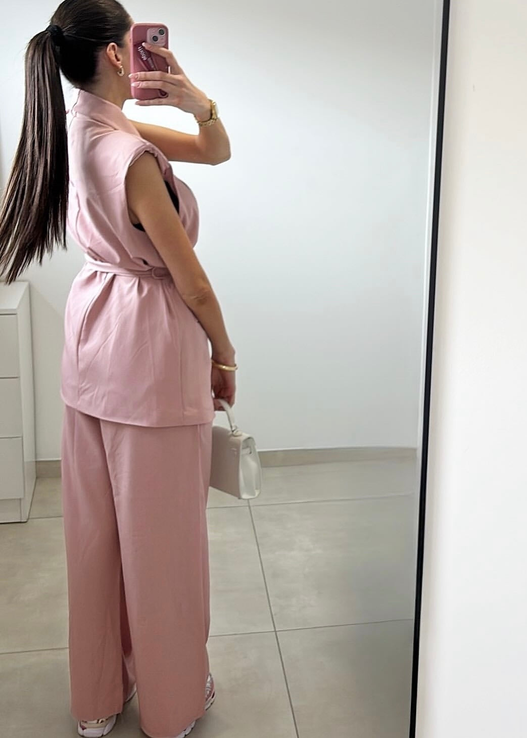 Ensemble tailleur sans manches Rose