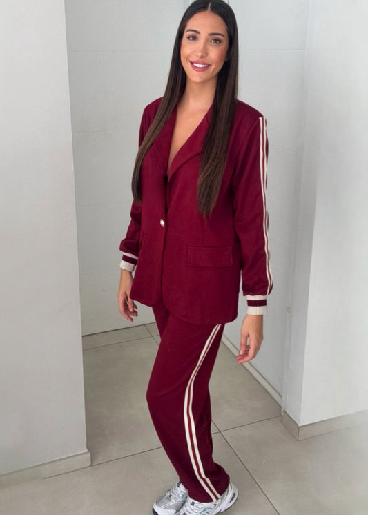Ensemble Blazer avec bandes contrastantes