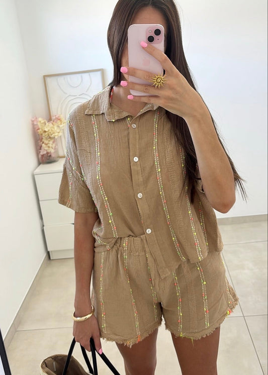 Ensemble Short + T-Shirt en Lin