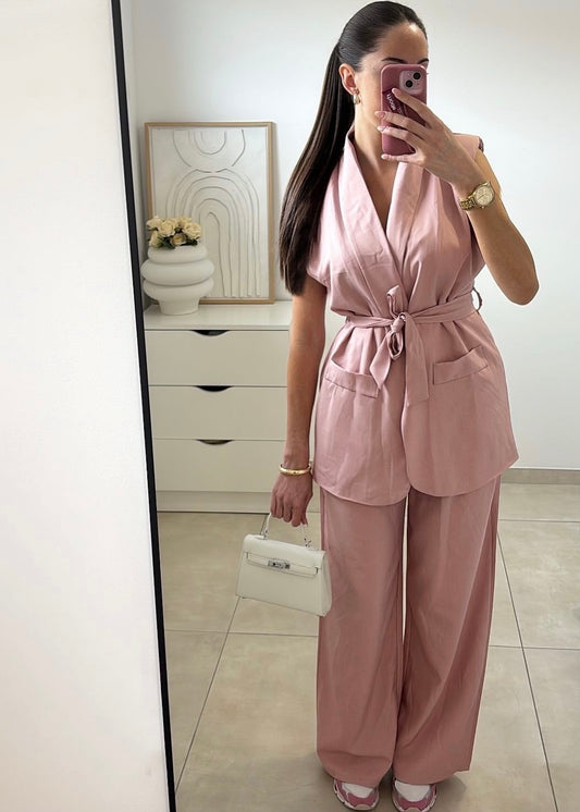 Ensemble tailleur sans manches Rose