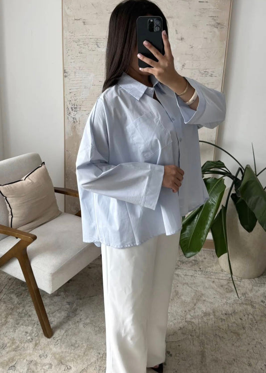 Chemise Oversize en Coton Bleu Clair