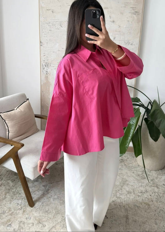 Chemise Oversize en Coton Fushia