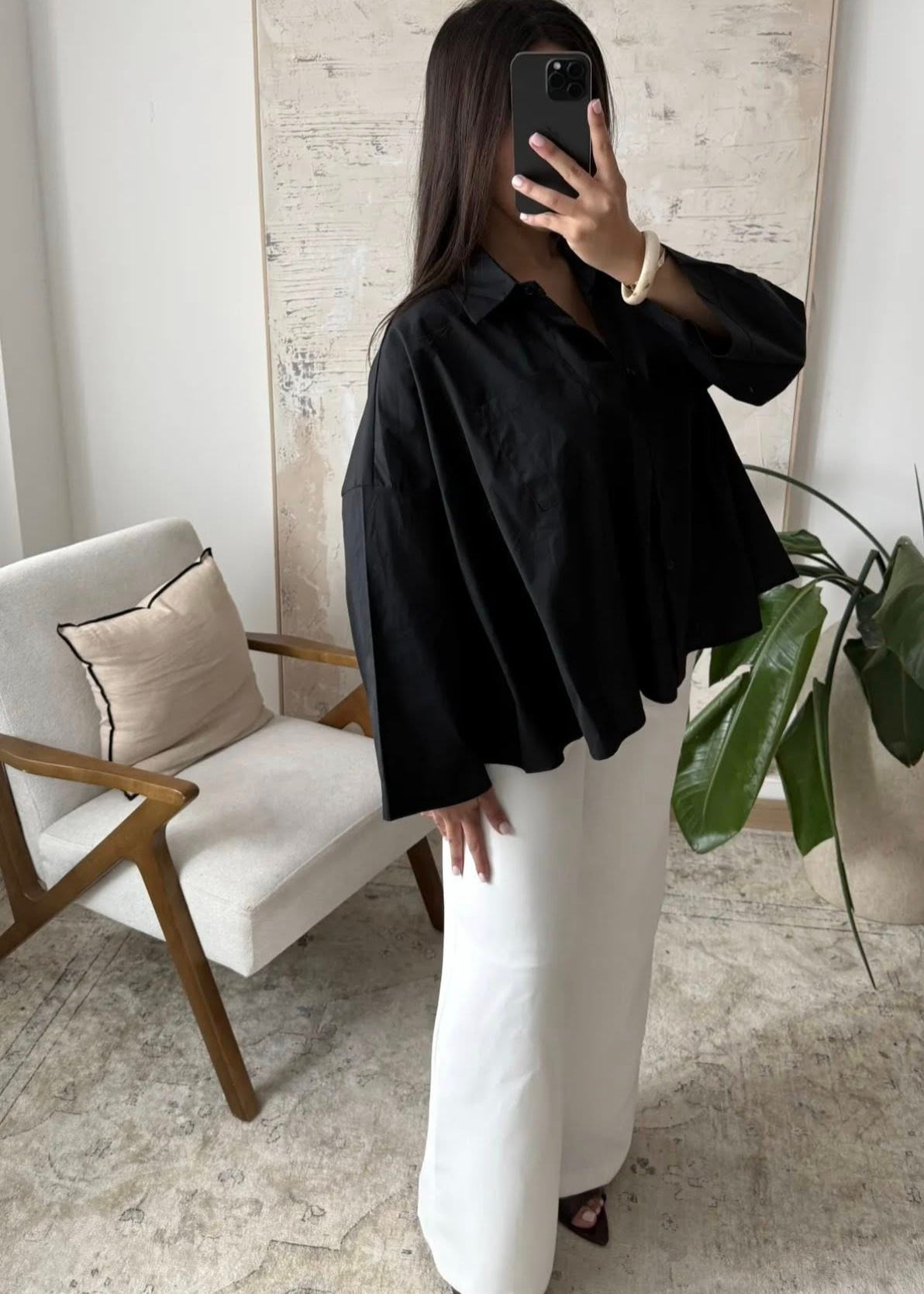 Chemise Oversize en Coton Noir