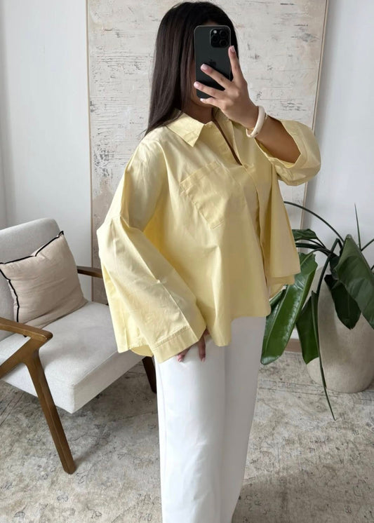 Chemise Oversize Jaune Pastel