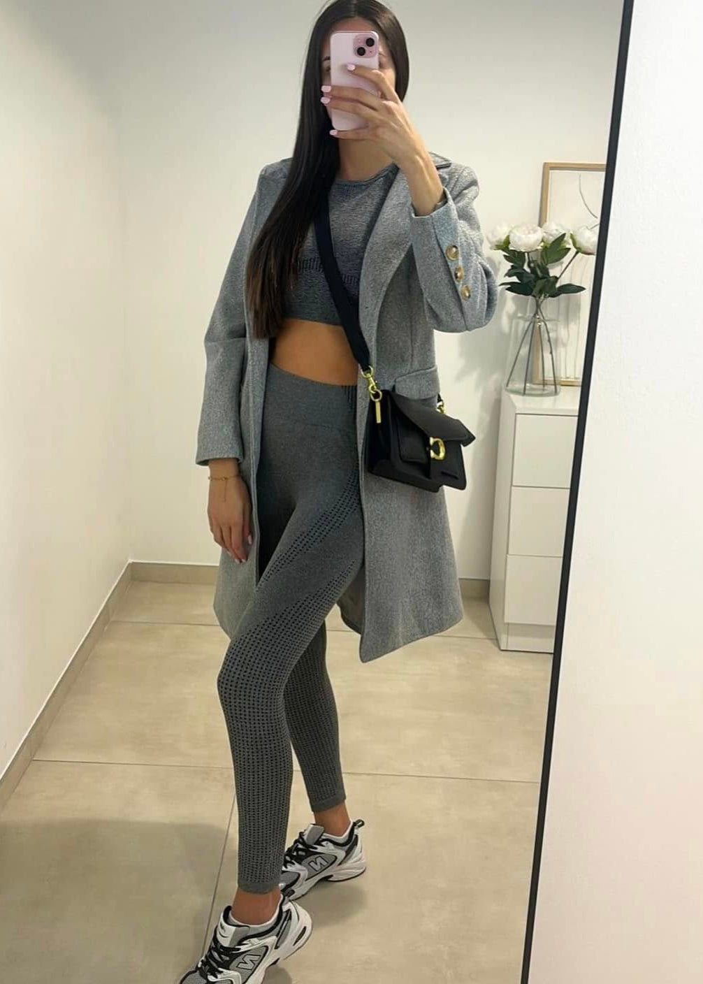 Manteau long basic gris